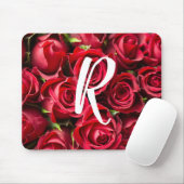 Muismat met monogram Rode Rozen (Met muis)