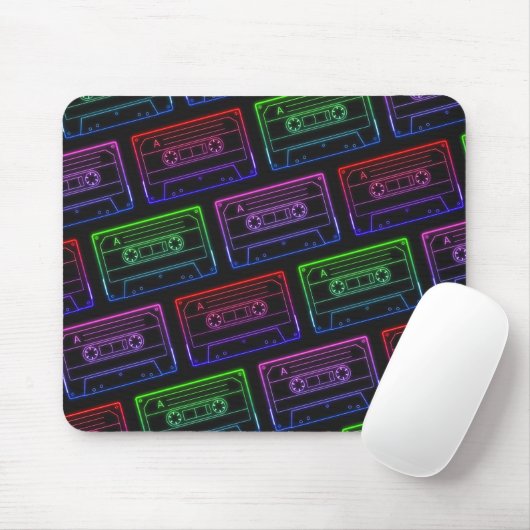 Muismat met Neon Multicolor Cassettepatroon (Met muis)