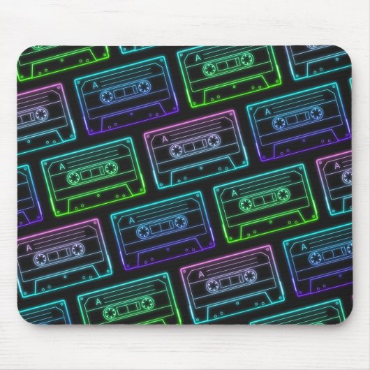 Muismat met Neon Multicolor Cassettepatroon (Voorkant)