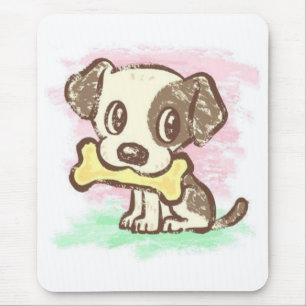 Muismat met puppy en bot