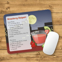 Muismat met recept voor aardbeien Daiquiri