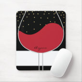 Muismat met rode wijn glas goud zwart en wit chic (Met muis)