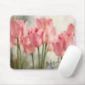 Muismat met roze tulpen (Met muis)