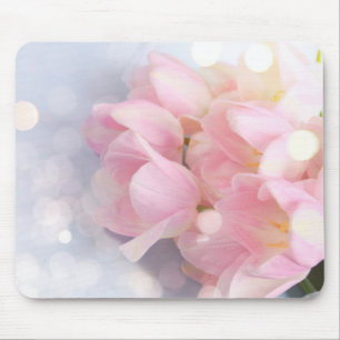Muismat met roze tulpen
