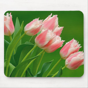 Muismat met roze tulpen