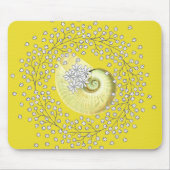 Muismat met Shell & Daisies in Geel (Voorkant)