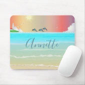 Muismat met strandthema en dolfijn  (Met muis)