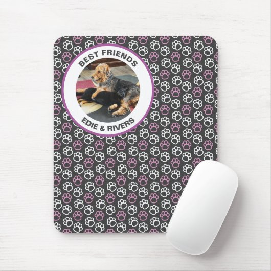 Muismat met voetafdrukken van een leuk hondje (Met muis)