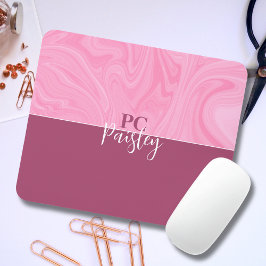 Muismat - Monogram Roze Marmer Twee Toon