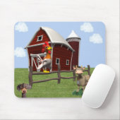 Muismat op de werf met Rooster Cows en Dog (Met muis)