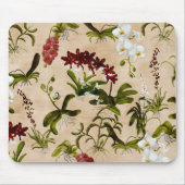 Muismat - Orchideeënpatroon in Beige (Voorkant)