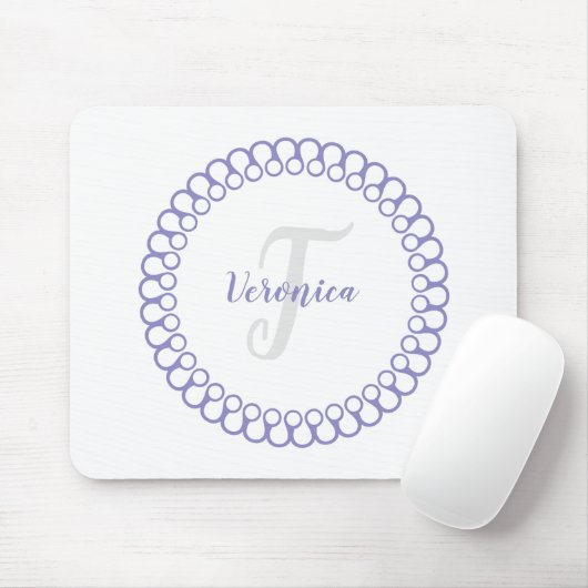 Muismat Paarse decoratieve cirkelmonogram (Met muis)