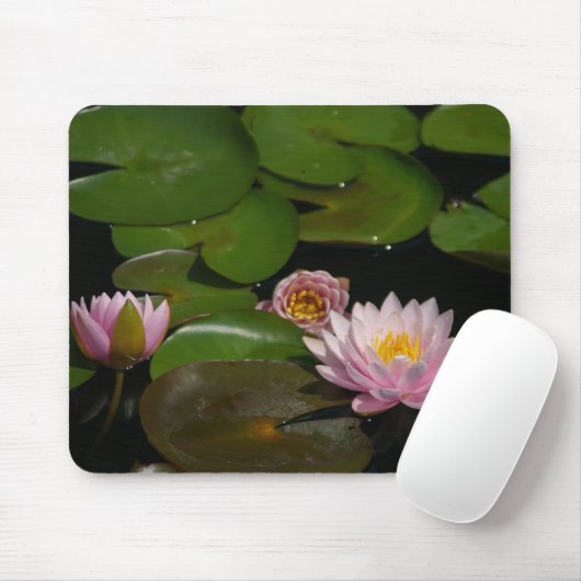 Muismat roze Lotus Waterlilies (Met muis)