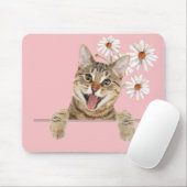 Muismat Tabby Cat en Daisies (Met muis)