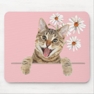 Muismat Tabby Cat en Daisies