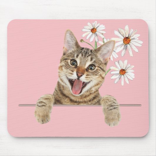 Muismat Tabby Cat en Daisies (Voorkant)