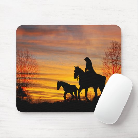 Muismat van Cowgirl Sunset Horseback Ride (Met muis)