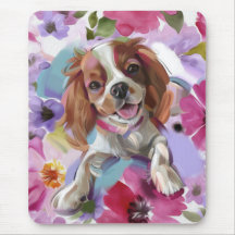 Muismat van de Cavalier Floral Dog-kunst van Blenh