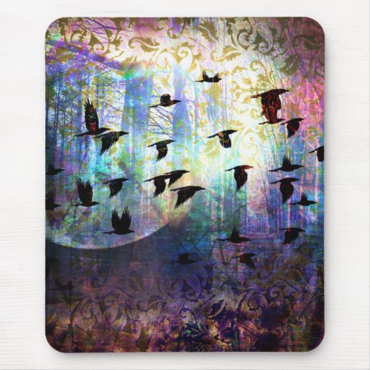 Muismat van het mystieke bos en de Raven Moon (Voorkant)