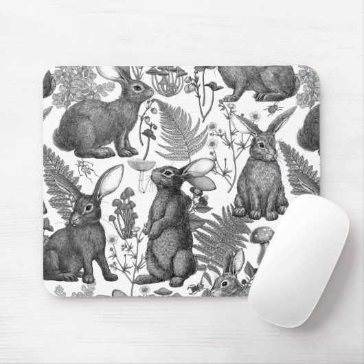 Muismat van konijnen en bossen (Met muis)