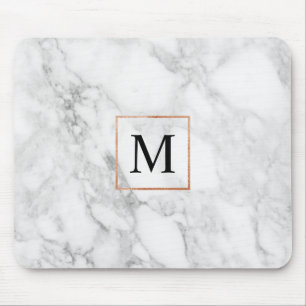 Muismat van marmer en Faux Foil Border Monogram