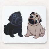 Muismat van Puppies met zwart en met Fawn Pug (Voorkant)