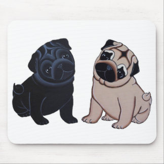 Muismat van Puppies met zwart en met Fawn Pug