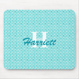 Muismat van Turquoise Knet met monogram
