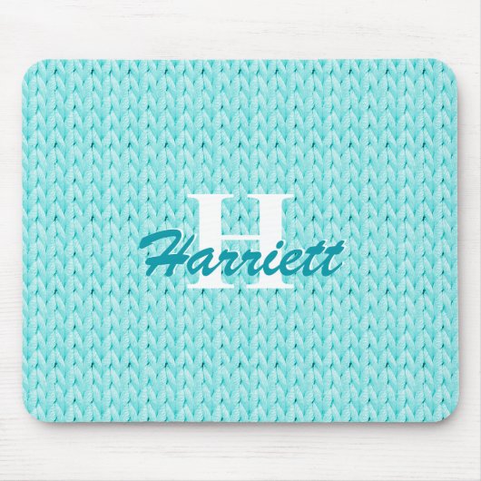 Muismat van Turquoise Knet met monogram (Voorkant)