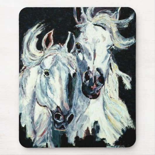 Muismat van twee witte Arabieren paarden (Voorkant)