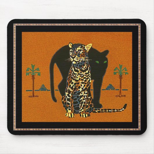Muismat Vintage Kunst Luipaard (Voorkant)