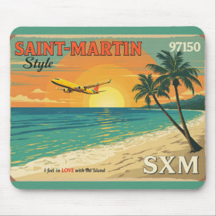 Muismat Vintage Saint-Martin Strand Vliegtuig