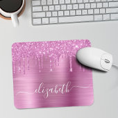 Muismat voor druppelroze glitter-monogram