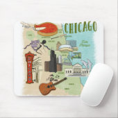 Muismat voor geïllustreerde kaart van Chicago (Met muis)