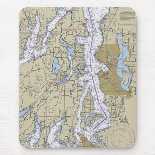 Muismat Washington Puget Sound Seattle Chart (Voorkant)