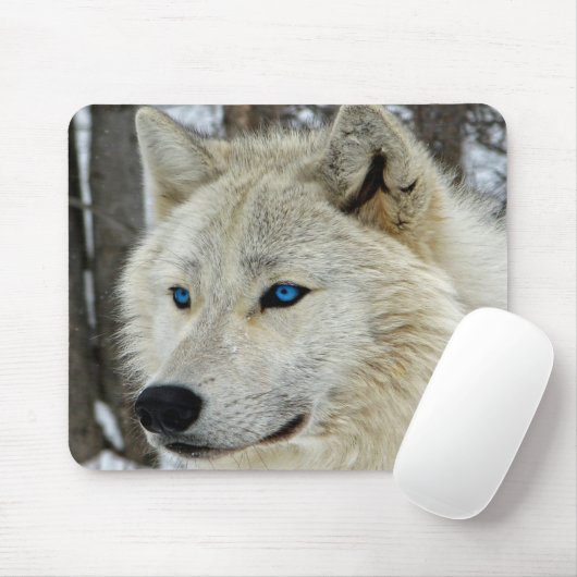 Muismat witte blauwe rode sneeuw Arctic Wolf (Met muis)