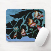 MUISMAT ZWARTE LACE ANTIEK PATROON BUTTERFLIES (Met muis)