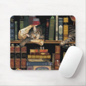 muismatje met een kattenslaap in bibliotheekboeken muismat (Met muis)