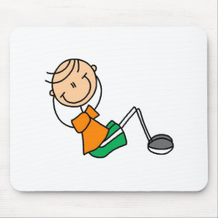 Muismatje met staande jongen stickfiguur muismat