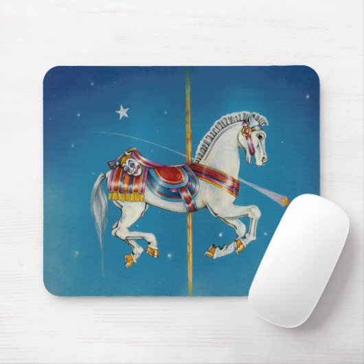 Muismatten - Rood, wit en blauw Carrouselpaard (Met muis)