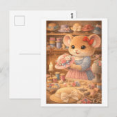 Muismodel als hoedenmaakster briefkaart (Voorkant / Achterkant)