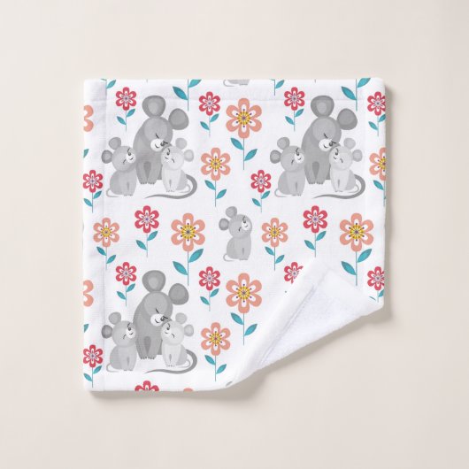 Muismoeder, baby's, bloesems Moederdag Bad Handdoek (Wasdoekje)