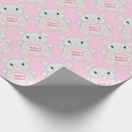 Muismuis Baby shower Roze Cadeaupapier