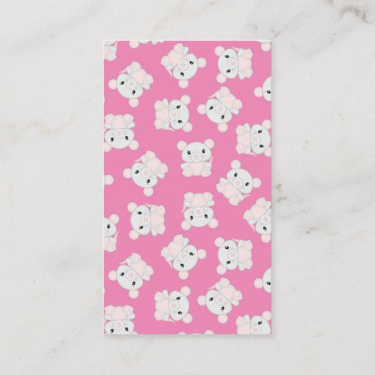 Muismuis Baby shower Roze Informatiekaartje (Achterkant)