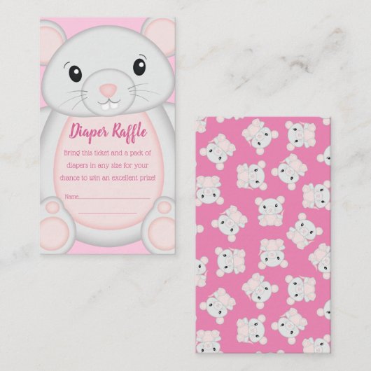 Muismuis Baby shower Roze Informatiekaartje (Voorkant / Achterkant)