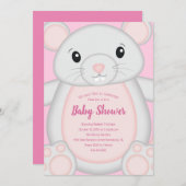 Muismuis Baby shower Roze Kaart (Voorkant / Achterkant)