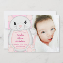 Muismuis Baby shower Roze Kaart
