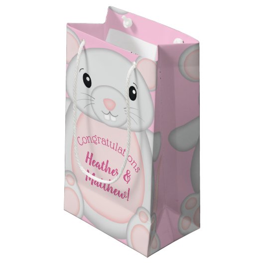 Muismuis Baby shower Roze Klein Cadeauzakje (Voorkant Gekanteld)