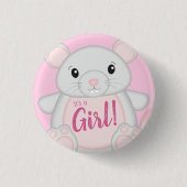 Muismuis Baby shower Roze Ronde Button 3,2 Cm (Voorkant)