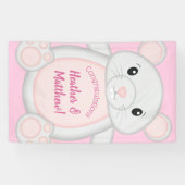 Muismuis Baby shower Roze Spandoek (Horizontaal)